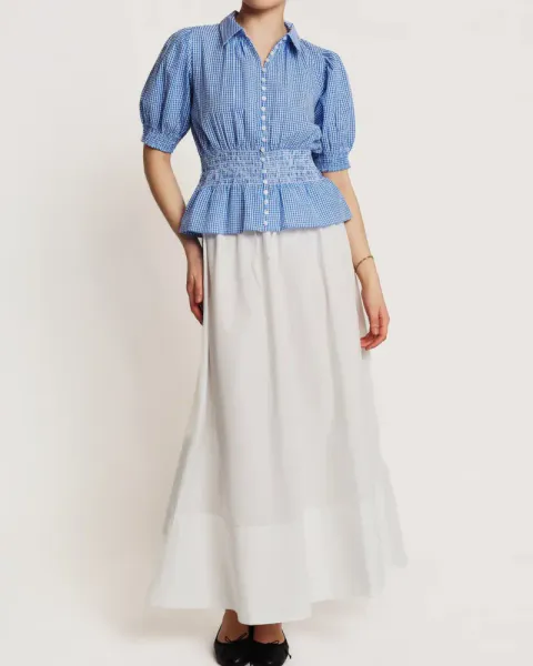 Hovedbilde by TiMo Seersucker Smocking Blouse Blue Checks 