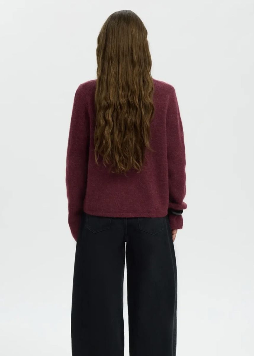 Selected Femme Lulu Cardigan Tawny Port Melange