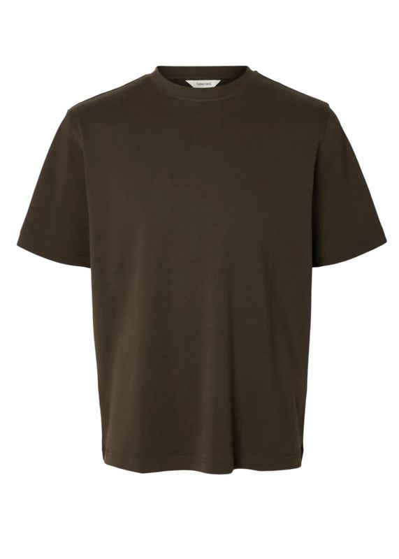 Selected Homme Taj Peach O-neck Tee Turkish Coffee 