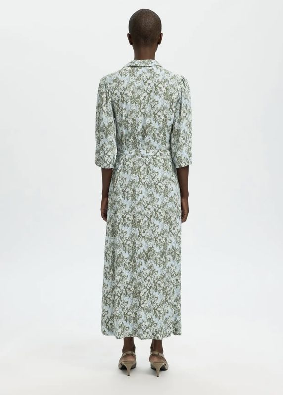 Selected Femme Flora 3/4 Ankle Shirt Dress Deep Litchen Green