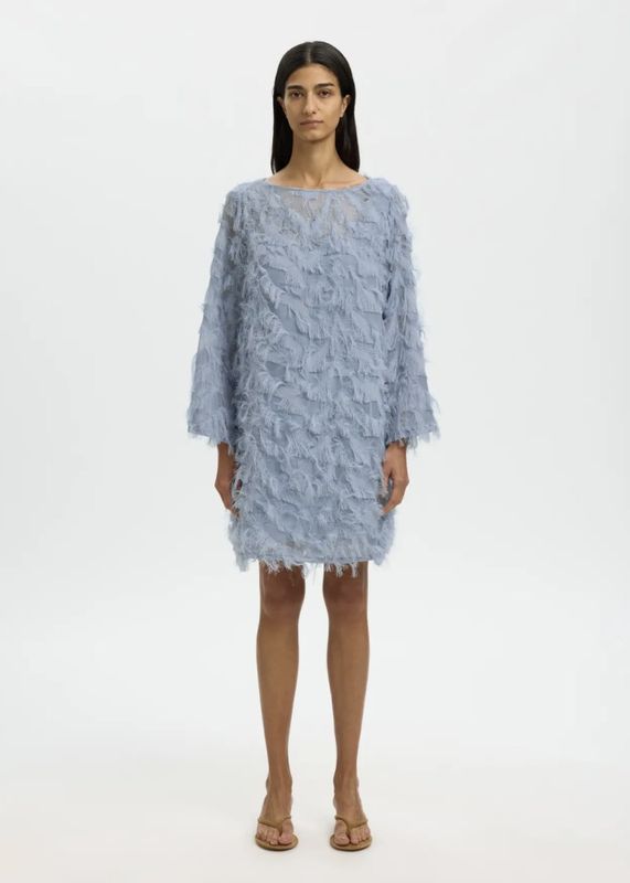 Selected Femme Myline Relaxed Boatneck Dress Dusty Blue 