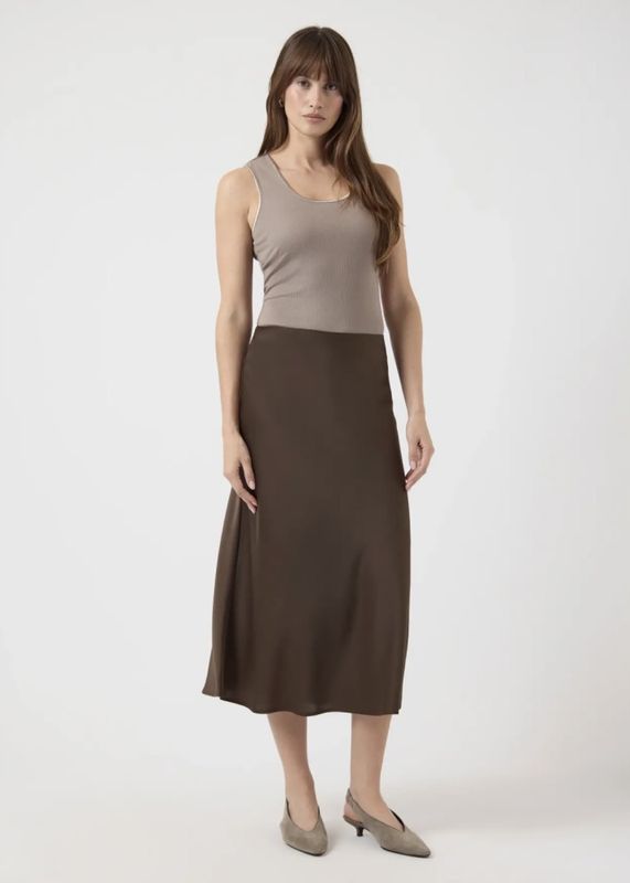 YAS Pella Midi Skjørt Chocolate Brown 