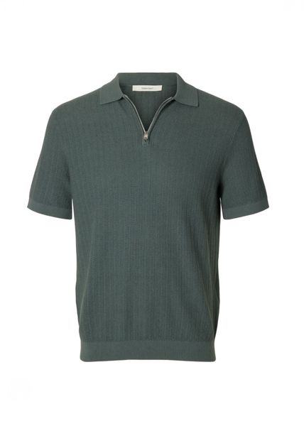Hovedbilde Selected Homme Cran Knit Zip Polo Balsam Green 
