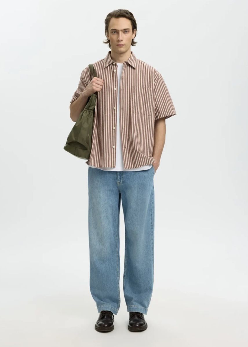 Selected Homme  Stuart Shirt Cherry Mahogany White