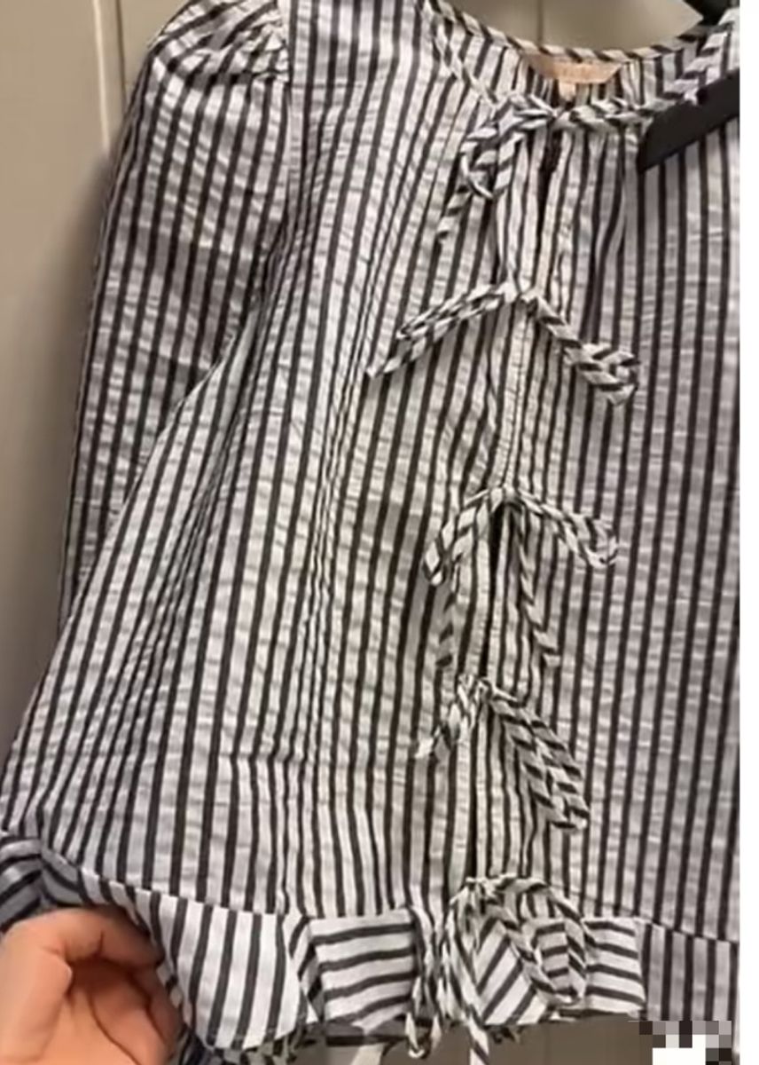 byTiMo Seersucker Bow Blouse Marine Stripe