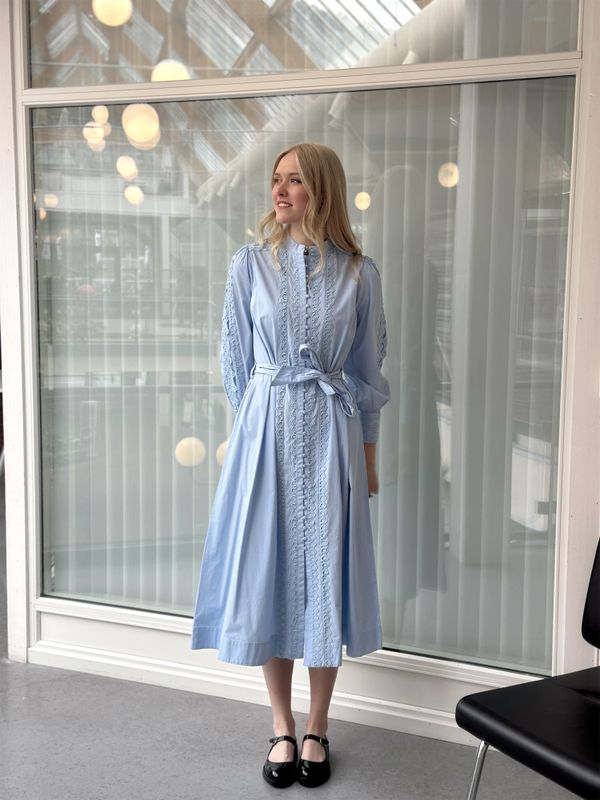 YAS Yamina Long Shirt Dress Clear Blue