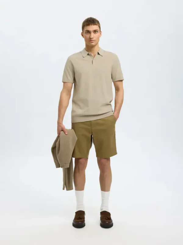 Selected Herre Berg Polo Knit  OATMEAL