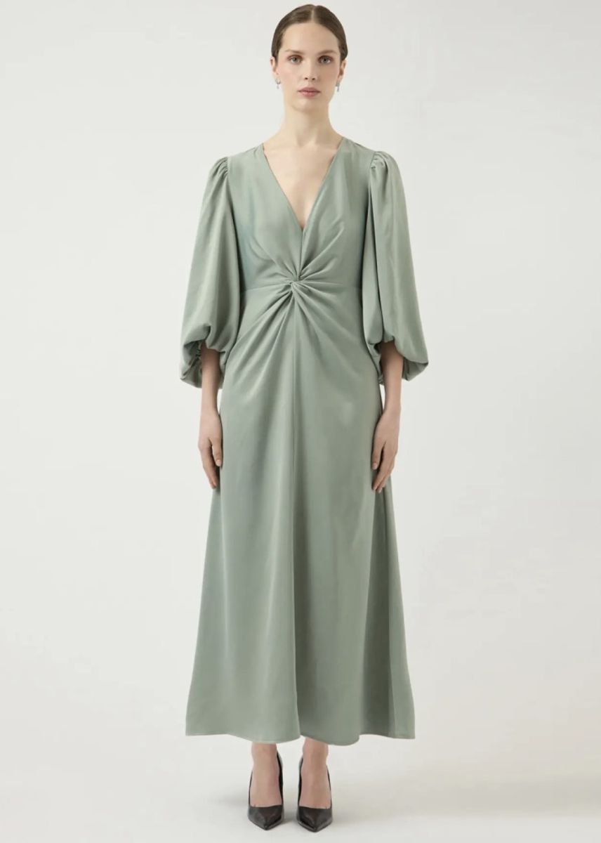 YAS Thea Long Dress Green Milieu