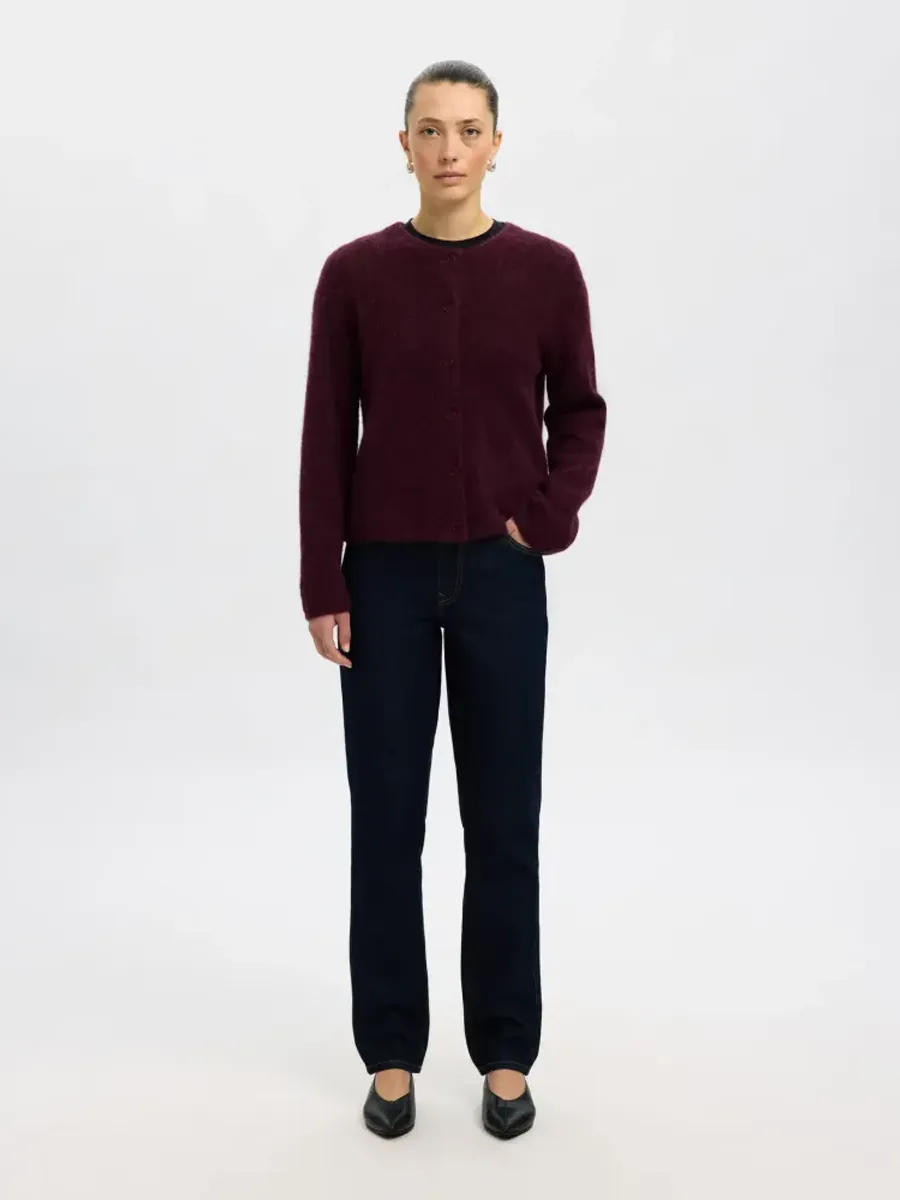 Selected Femme Lulu New Knit Cardigan Fig Melange