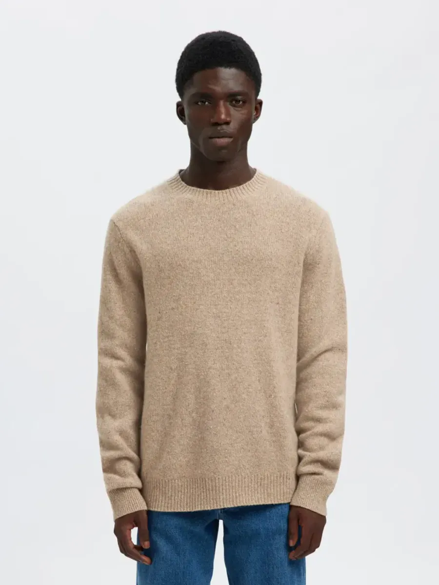 Selected Homme Neil Knit Neps Crew Neck Oatmeal