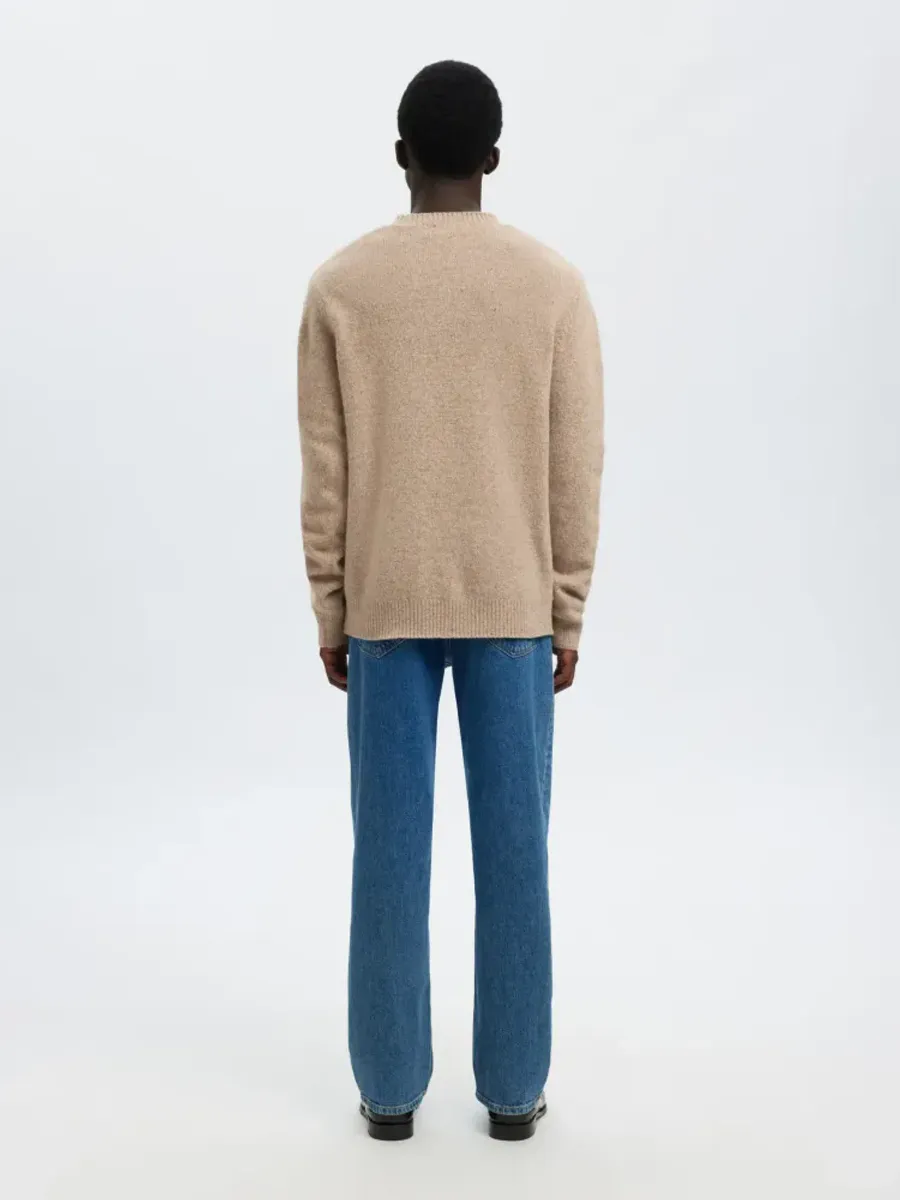 Selected Homme Neil Knit Neps Crew Neck Oatmeal